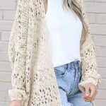 Womens Summer Lightweight Cardigan Long Sleeve Open Front Loose Beach Crochet Cover Up