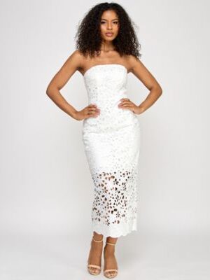 Juniors' Lace Eyelet Midi Dress