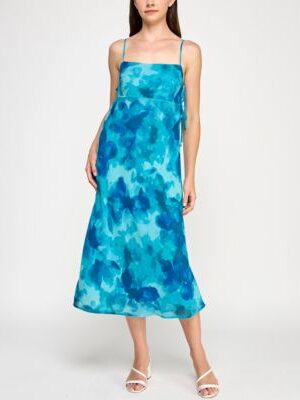 Juniors' Printed Chiffon Slip Midi Dress