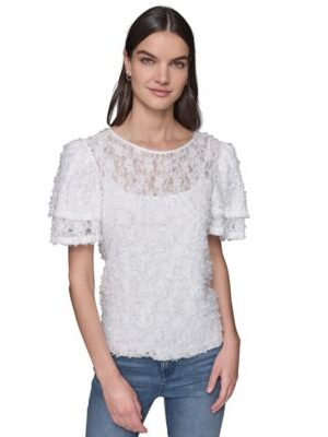 Women's Ruffle Sleeve White Blouse