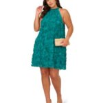 Plus Size Embroidered Short Halter Dress