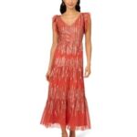 Beaded Mesh Tiered Dress with intricate sparkling accents. 