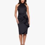 Women’s High-Neck Sleeveless Ruffle Scuba Dress