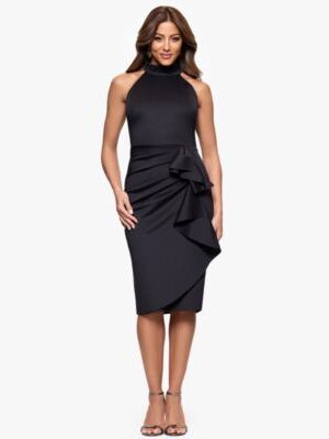 Women's High-Neck Sleeveless Ruffle Scuba Dress