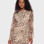 Snake print tie-back short dress