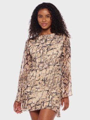 Snake print tie-back short dress