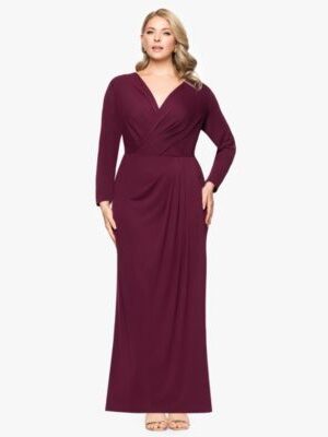 Surplice V-neckline and draped matte jersey fabric