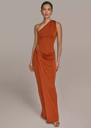 One-Shoulder Stretch Jersey Gown